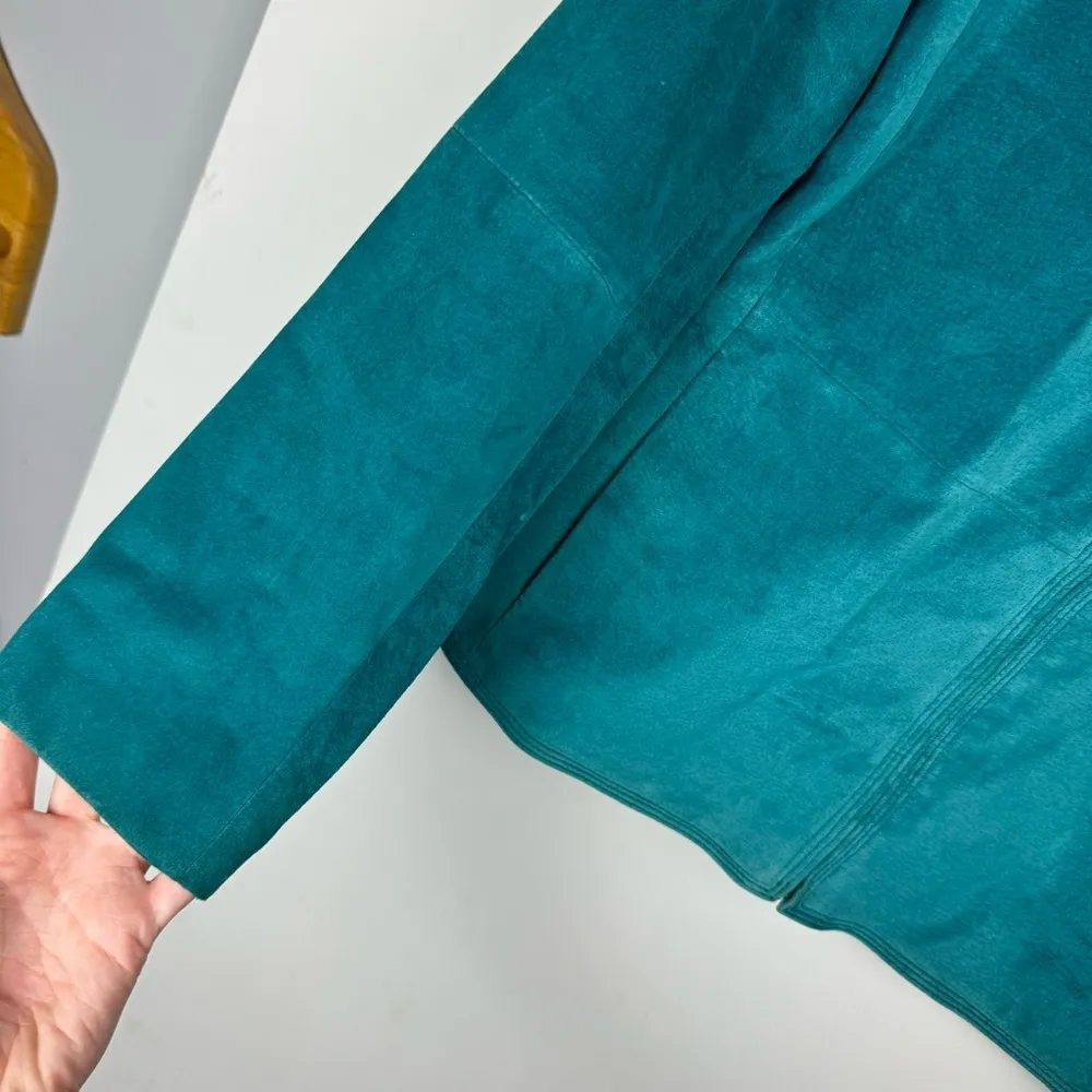 Charter Club Teal Turquoise Blue Leather Jacket Sz Small - Image 8