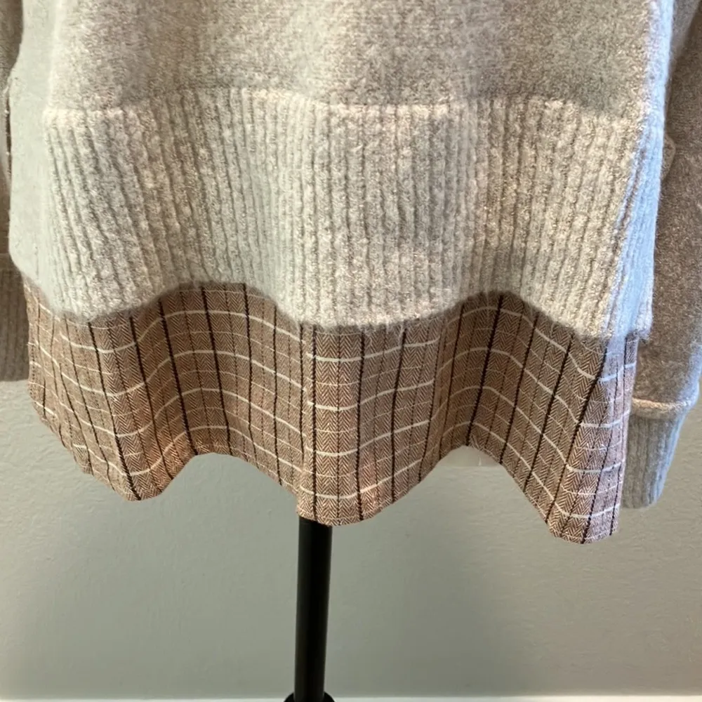Hem & Thread Cream Sweater Plaid Hem Panel NWT - Image 2