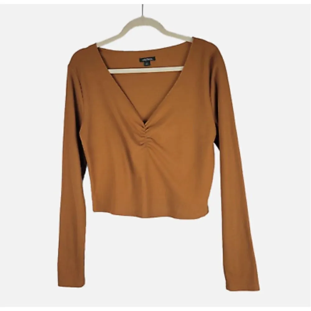 New Womens Wild Fable Ruched Waffle Knit Thermal Long Sleeve Top - Sz XL - Image 2