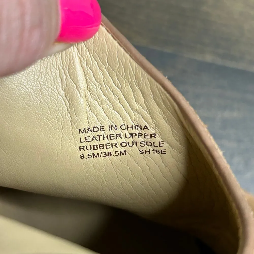 Michael Kors Chunky Peeptoe Heels Cassie Slingback Camel Brown Suede Leather 8.5 - Image 6