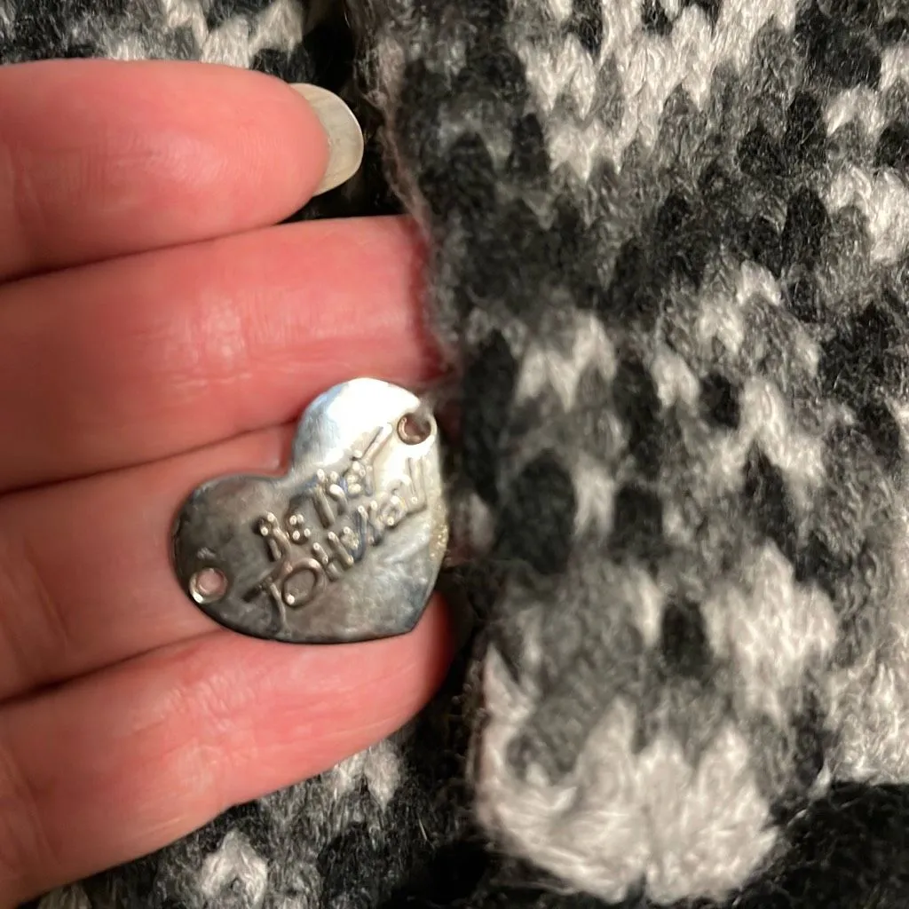 Betsey Johnson Womens Leopard Print Knit Scarf With Tassel Black Gray One‎ Size - Image 2