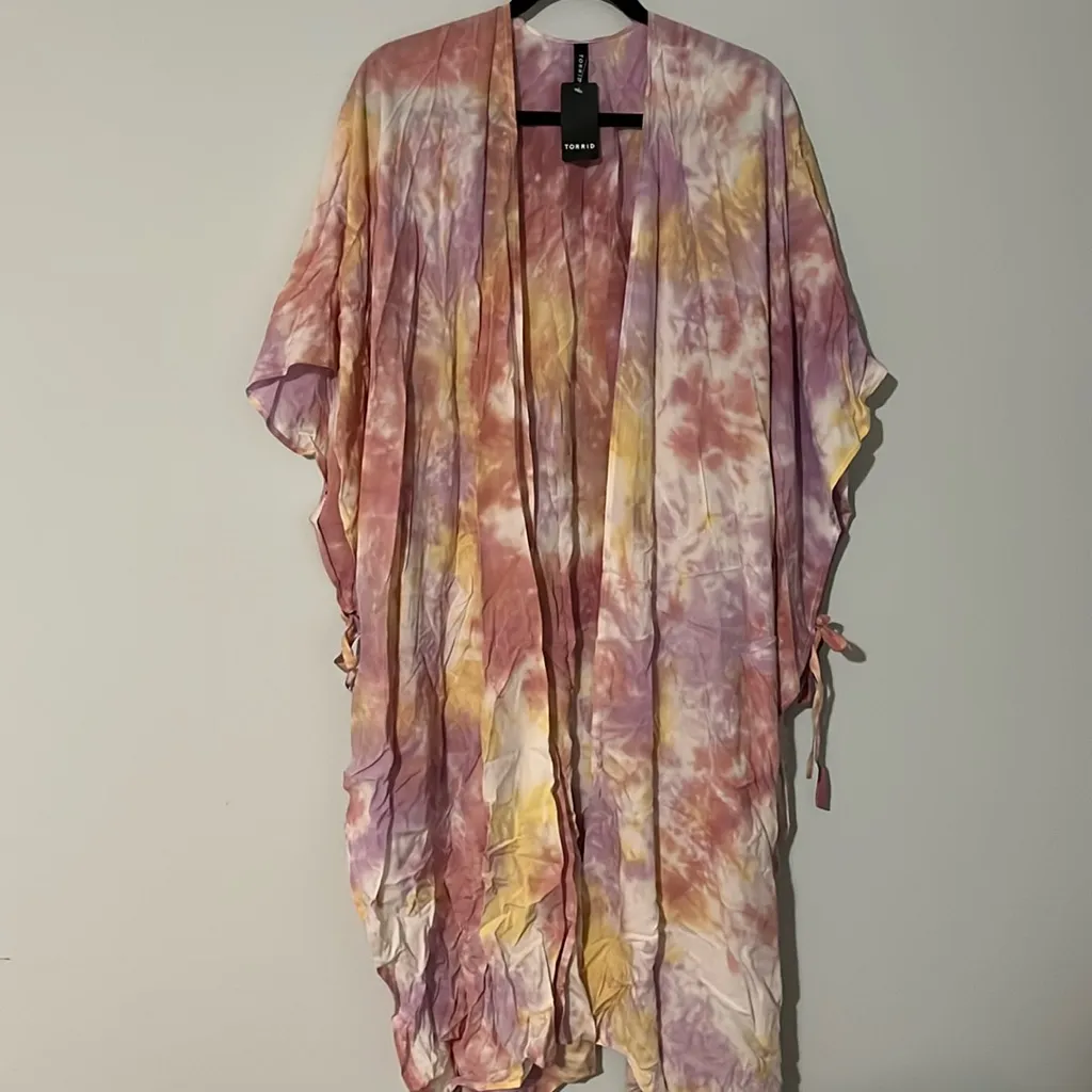 Torrid‎ Pink Tie Dye Longline Ruana Plus Size OS - Image 2