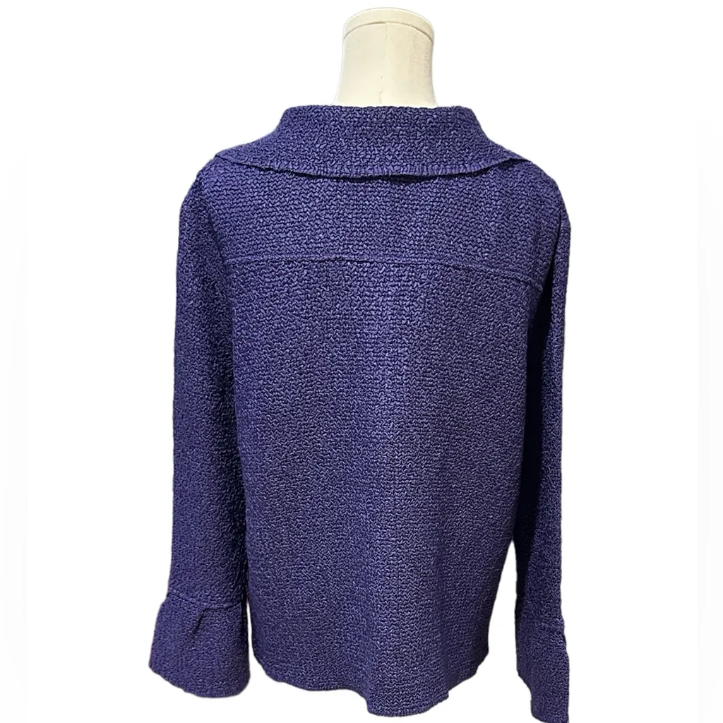 RAFAEL WOMANS Blouse/Light Weight Jacket Women Sz. L Purple Crinkle Bell Sleeves Size L - Image 4