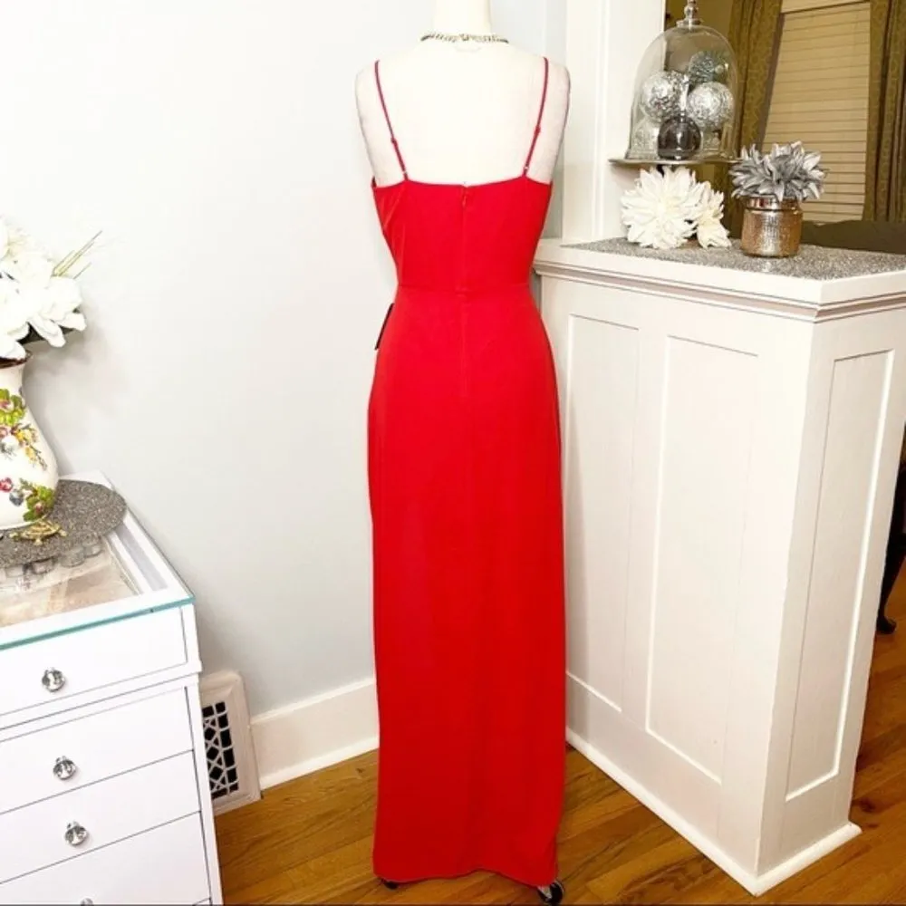 Express Red Formal Gown Maxi Dress with High Slit Size 4 Small Nwt - Image 8