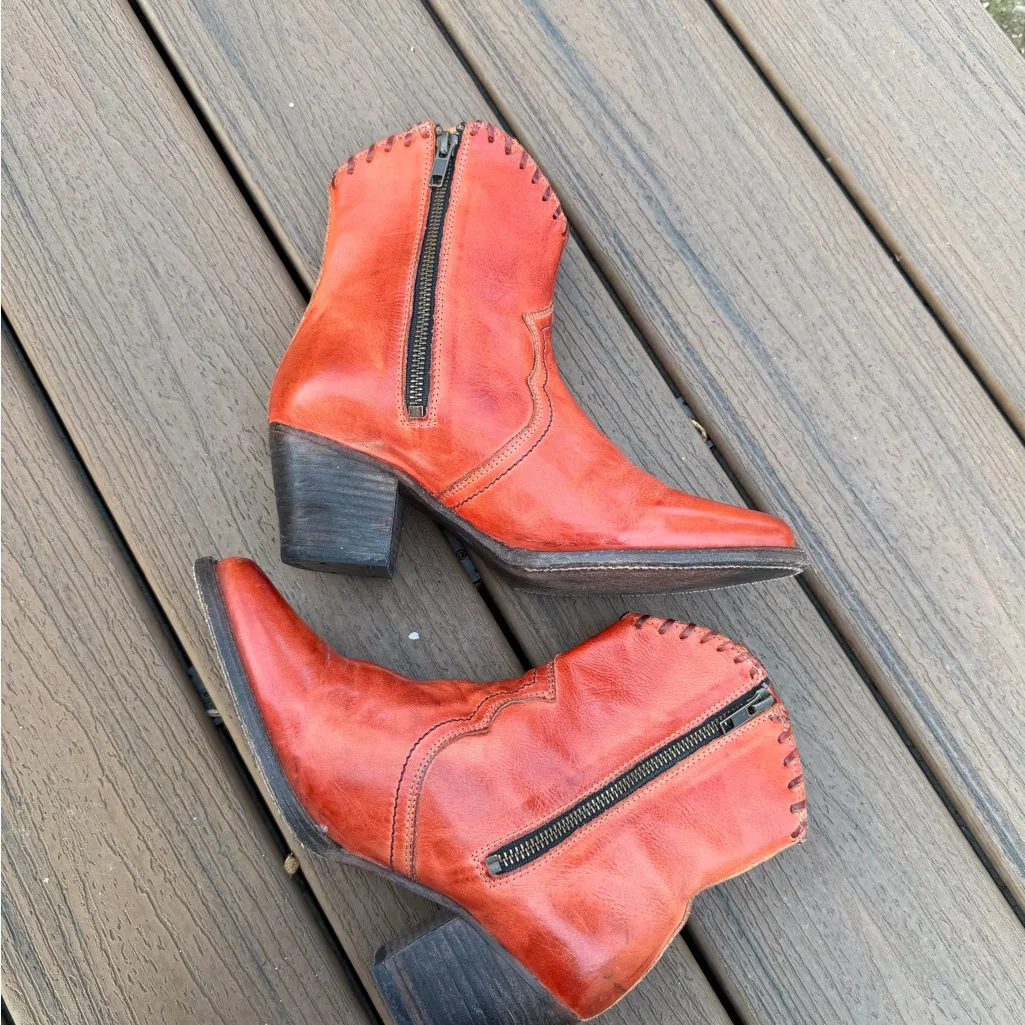 BED|STU Baila II Leather Western Ankle Boots Red Size 7.5 - Image 8