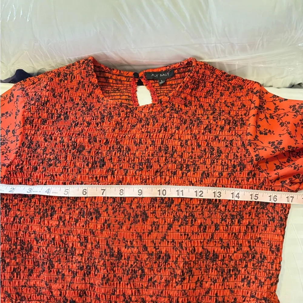 Alt Daly Floral Red Midi Dress size L Orange Size L - Image 3