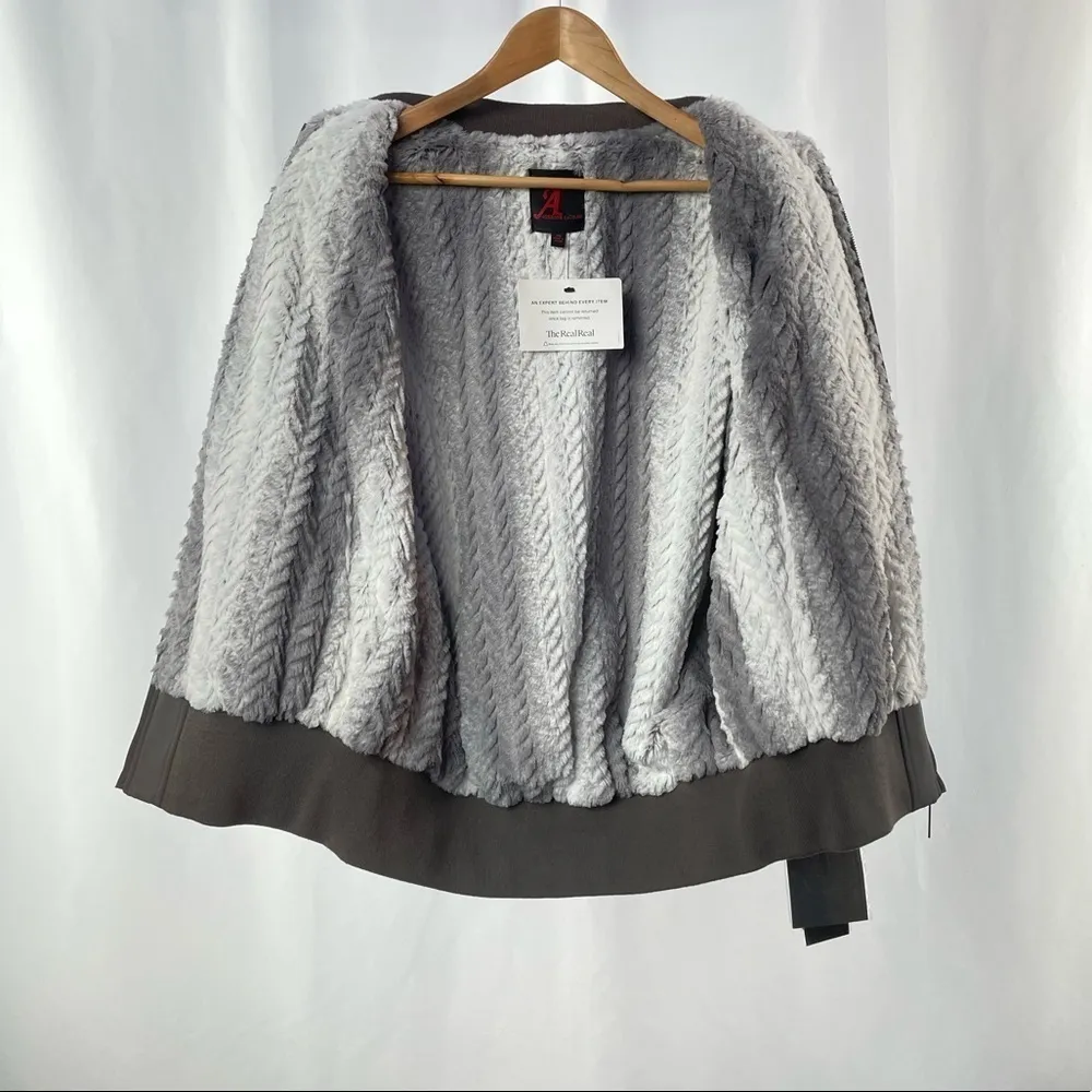 NWT A by Adrienne Landau Faux Fur‎ Reversible Bomber Jacket in Grey Size XS - Image 4