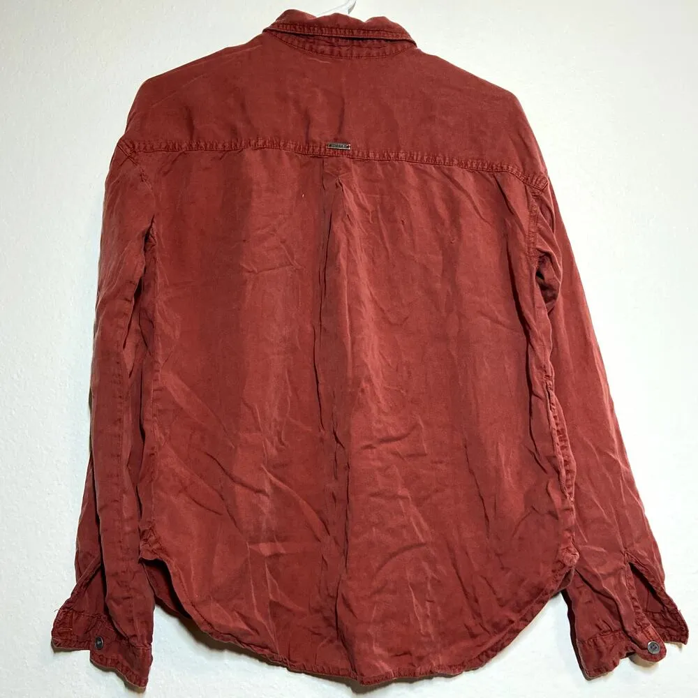 PrAna Updrift Top Button Down Shirt Relaxed Double Chest Pockets Red Small - Image 7