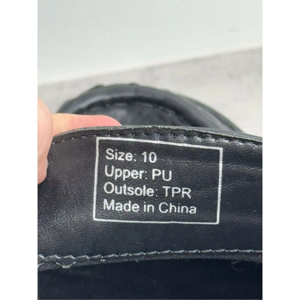 New York & Company Heeled Loafers Size 10 Black Block Heel Retro Rubber Platform - Image 10