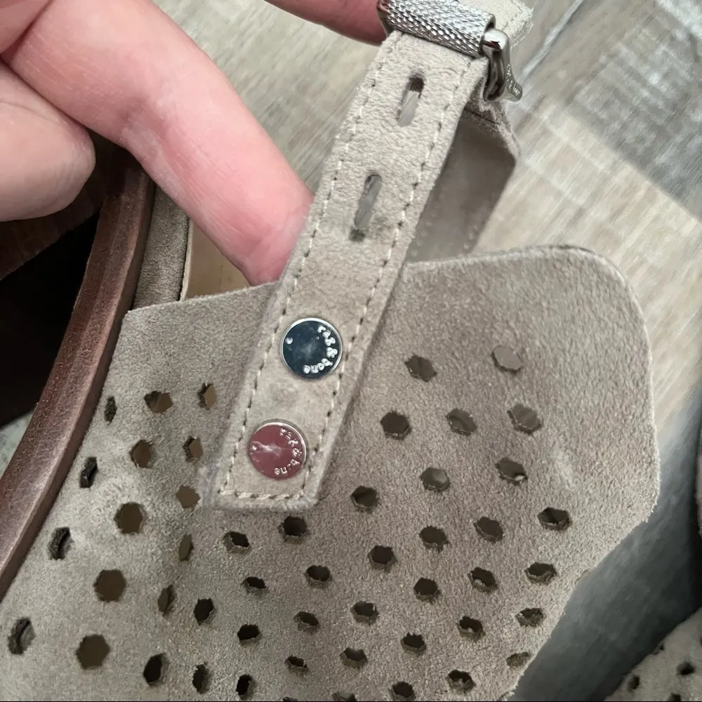 Rag & Bone Wyatt Light Brown Perforated Leather Block Heel Sandals 37.5 7.5 - Image 3