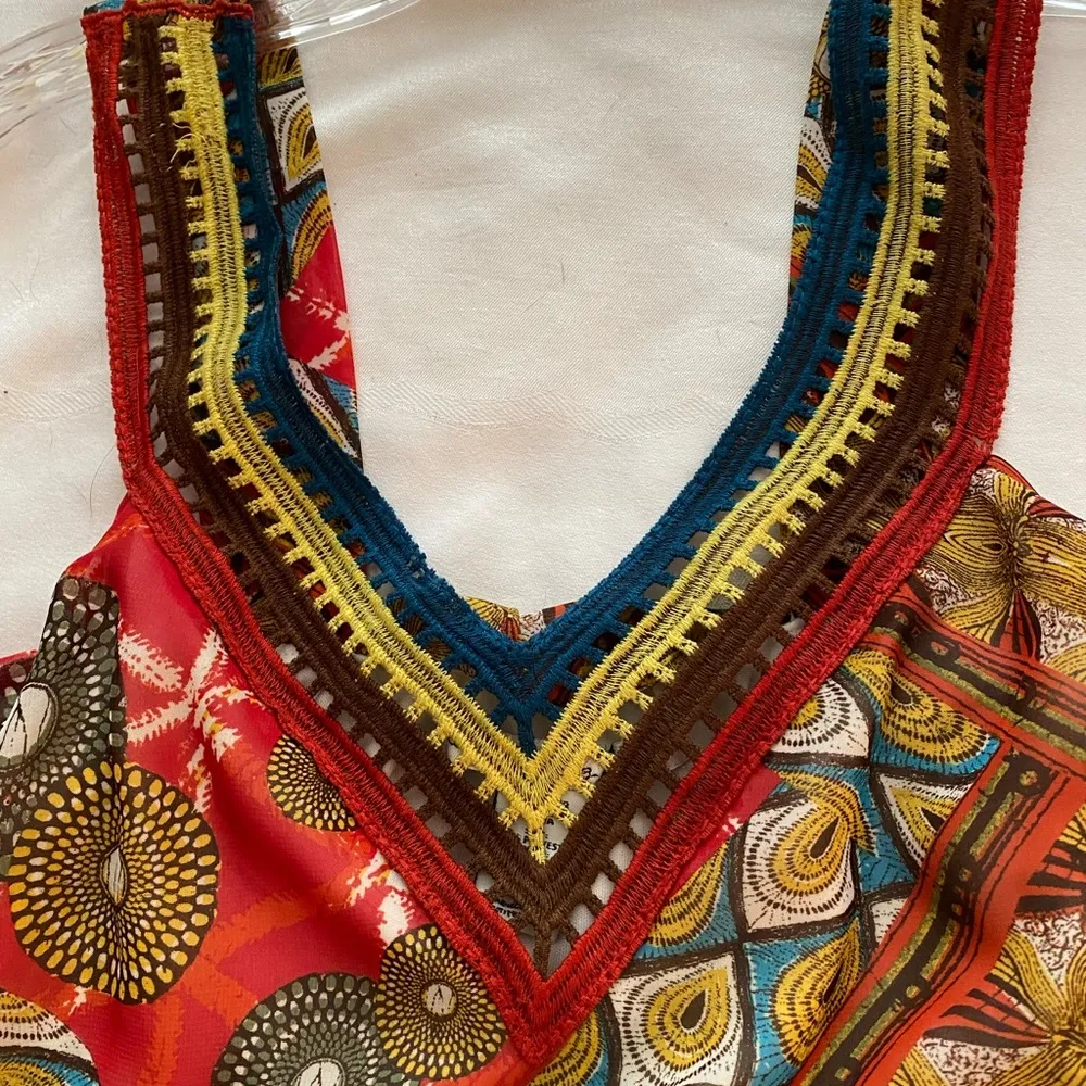 American Rag Asymmetrical Sleeveless sundress  Boho print M - Image 2