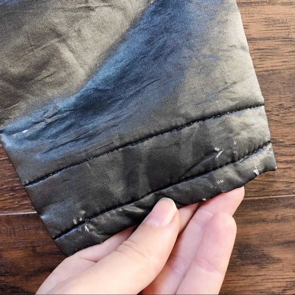 vintage • Y2K quilted puffer jacket metallic silver faux fur collar zip - Image 5