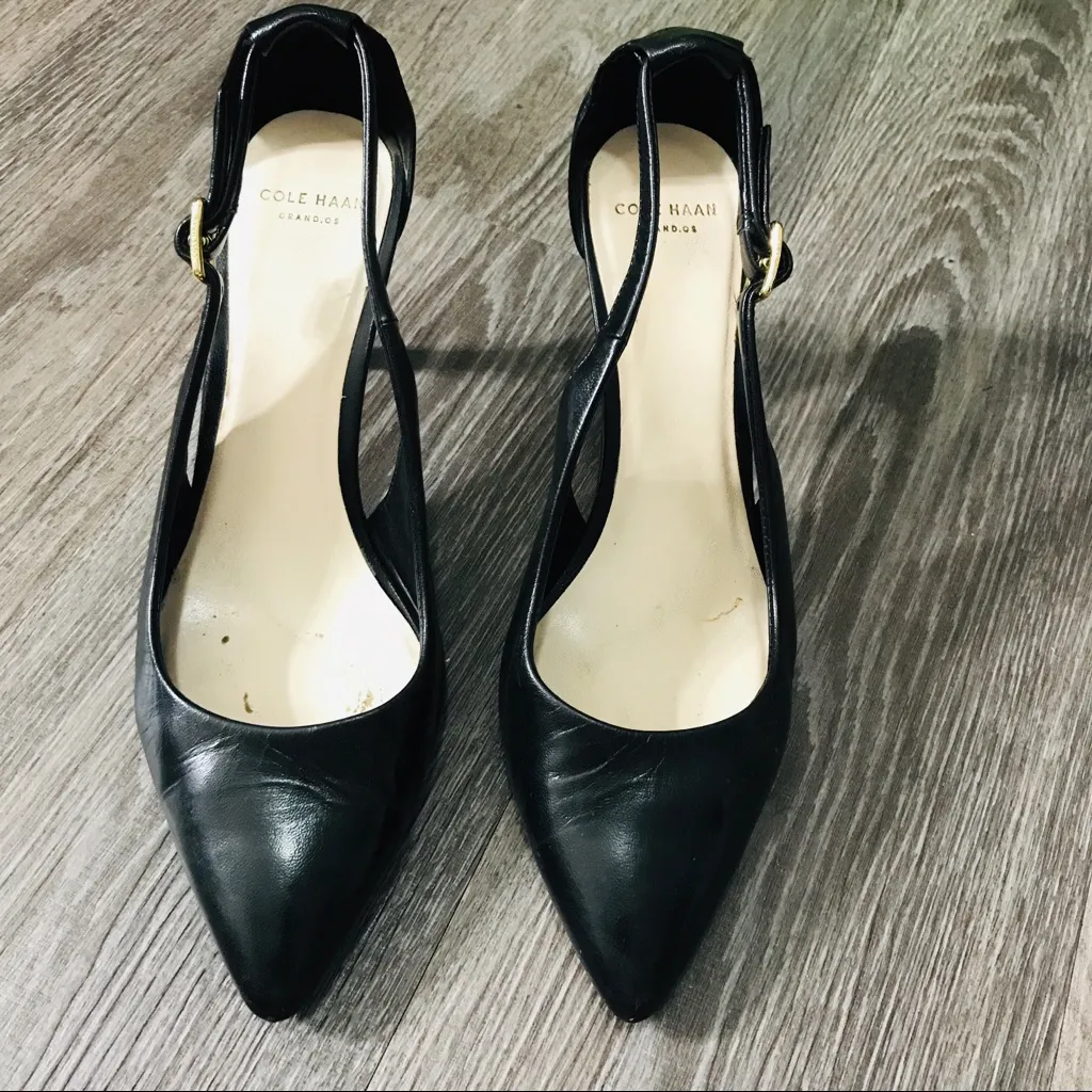 Cole Haan Black Leather Cut Out High Heel Pumps Size 7 - Image 3