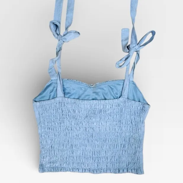 Sienna Sky Cropped Corset Cami Tops Womens Size M Blue and Green Tie Straps Set - Image 3