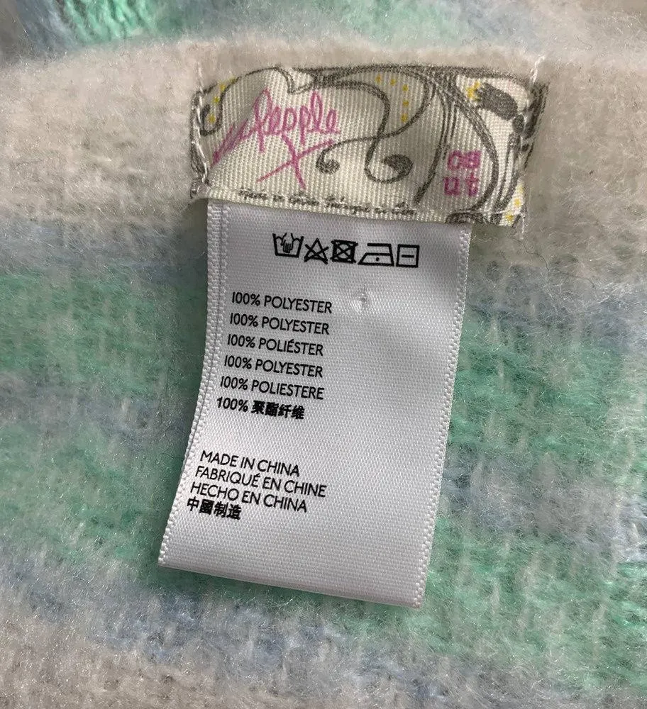 Free People Brushed Racer Stripe Blanket Scarf in Sky Combo Blue Green - Image 8