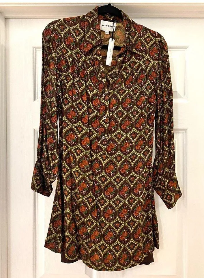 NEW  Monique gathered printed crepe mini dress sz XS - Image 7