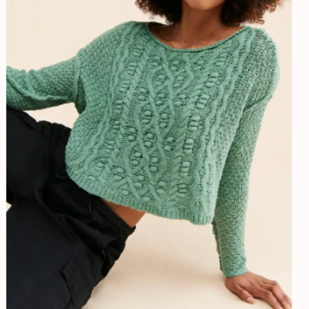 Free People Changing Tides Pullover in White Spruce sz medium NWT bust flat 29” - Image 2