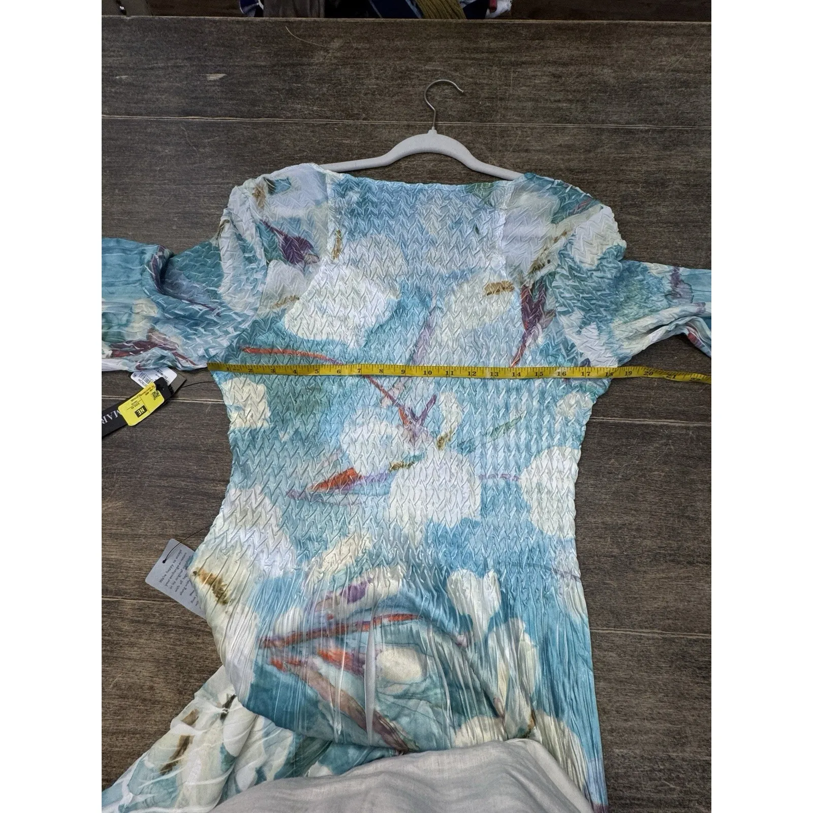 KOMAROV Charmeuse & Chiffon Tiered Dress Iris Watercolor Smocked Size XL‎ $358 - Image 13