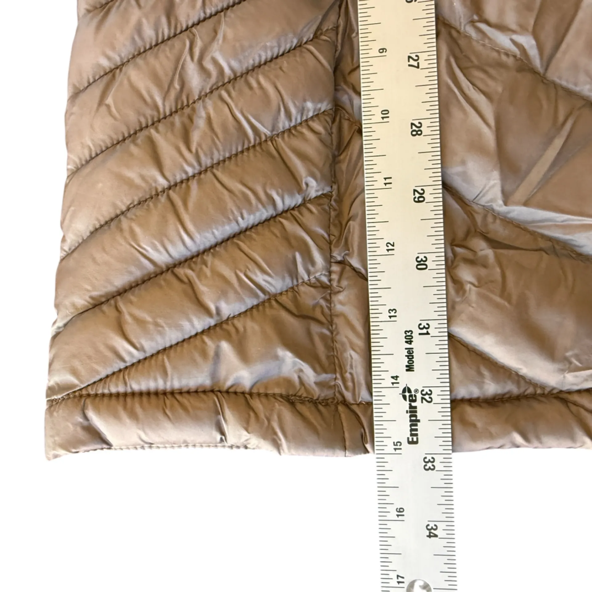 MICHAEL Michael Kors Hooded Packable Puffer Coat Size Large Color Taupe Tan - Image 11
