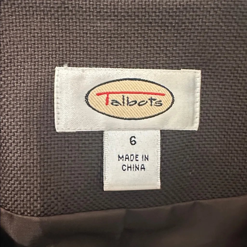 Talbots 91% Silk Wool Blend‎ Brown Cropped Blazer Jacket - Image 3