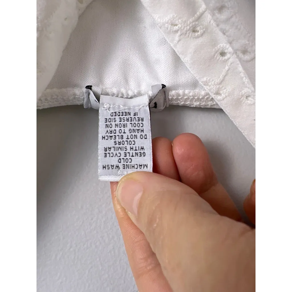 Rue21 White Eyelet Lace Fit & Flare Romper Dress Built-In Shorts Size L Y2K Soft - Image 3