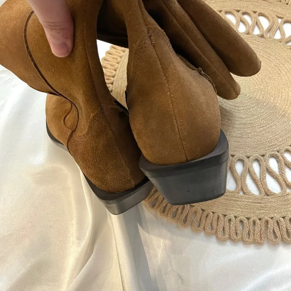 Bianco Biamona Western Boot High Suede Camel Brown Size 39 Tan - Image 9