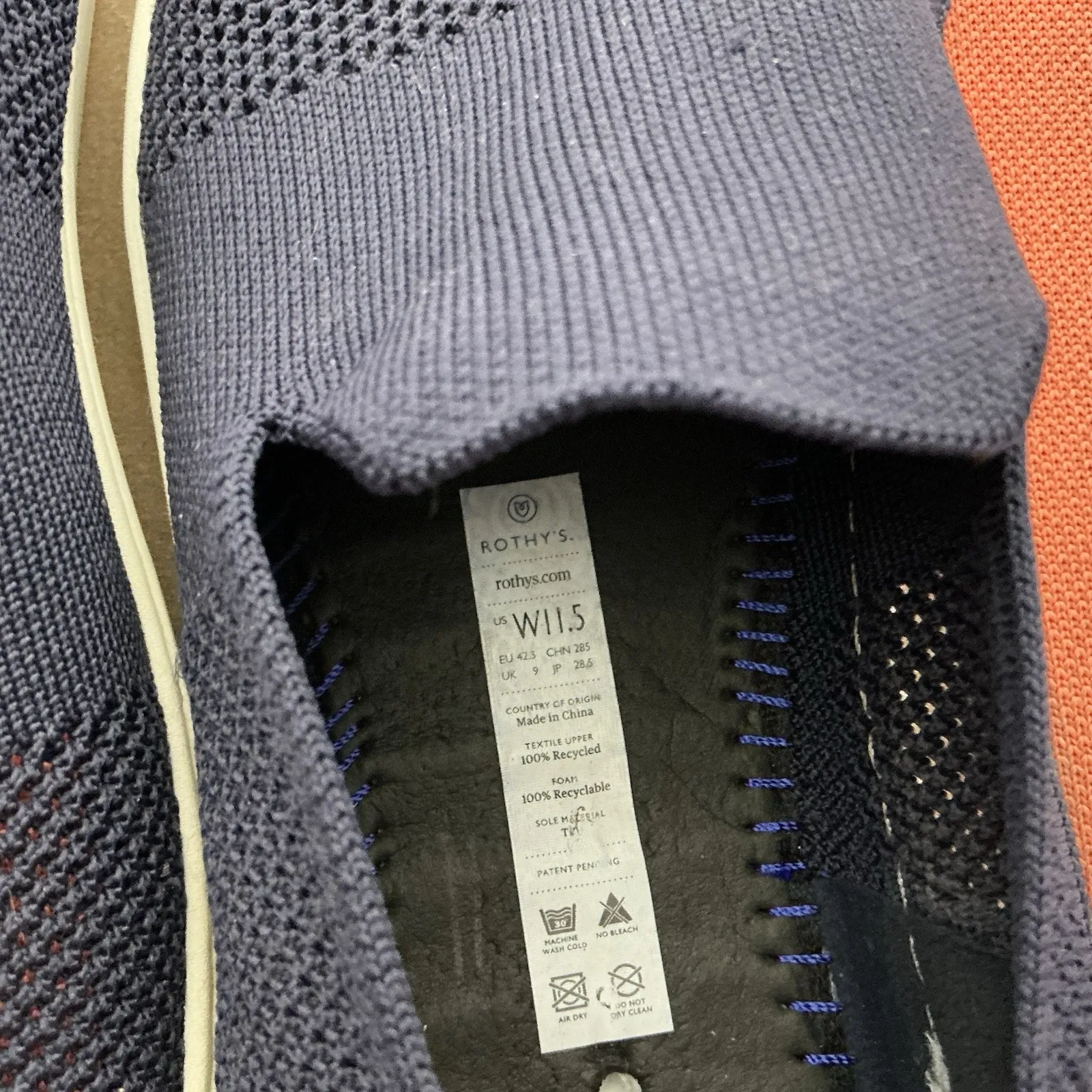 Rothy's The Slip On Sneakers Women's 11.5 Navy Blue Knit Washable Sustainable - Image 7