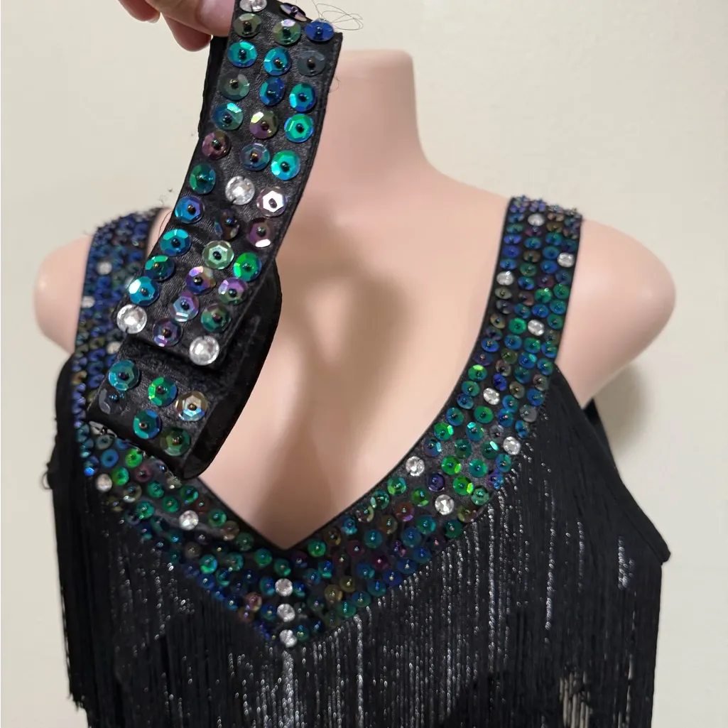 Flapper Costume woman dress size XL with accessories pictured halloween dress up Black - Image 6