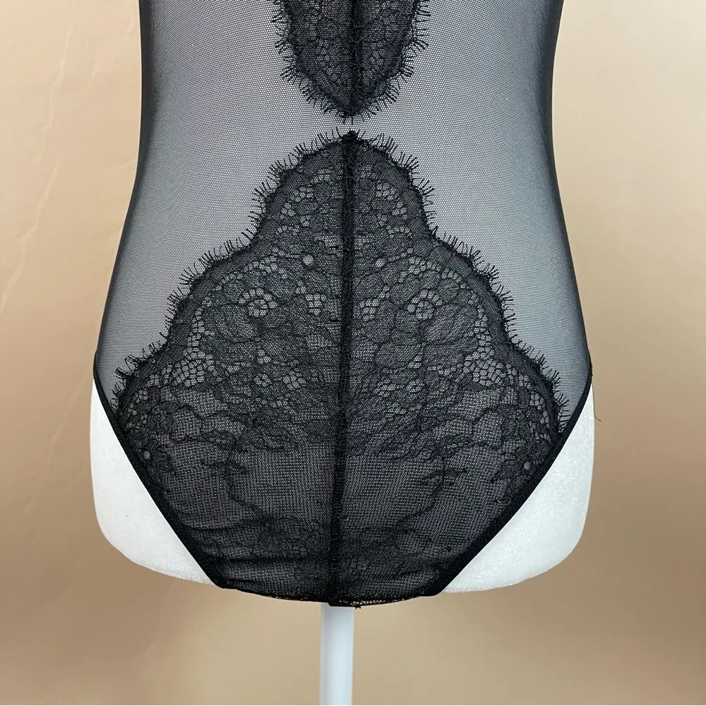 Victoria's Secret Medium Sheer Lace Teddy Thong Bodysuit Deep V Front - Image 6