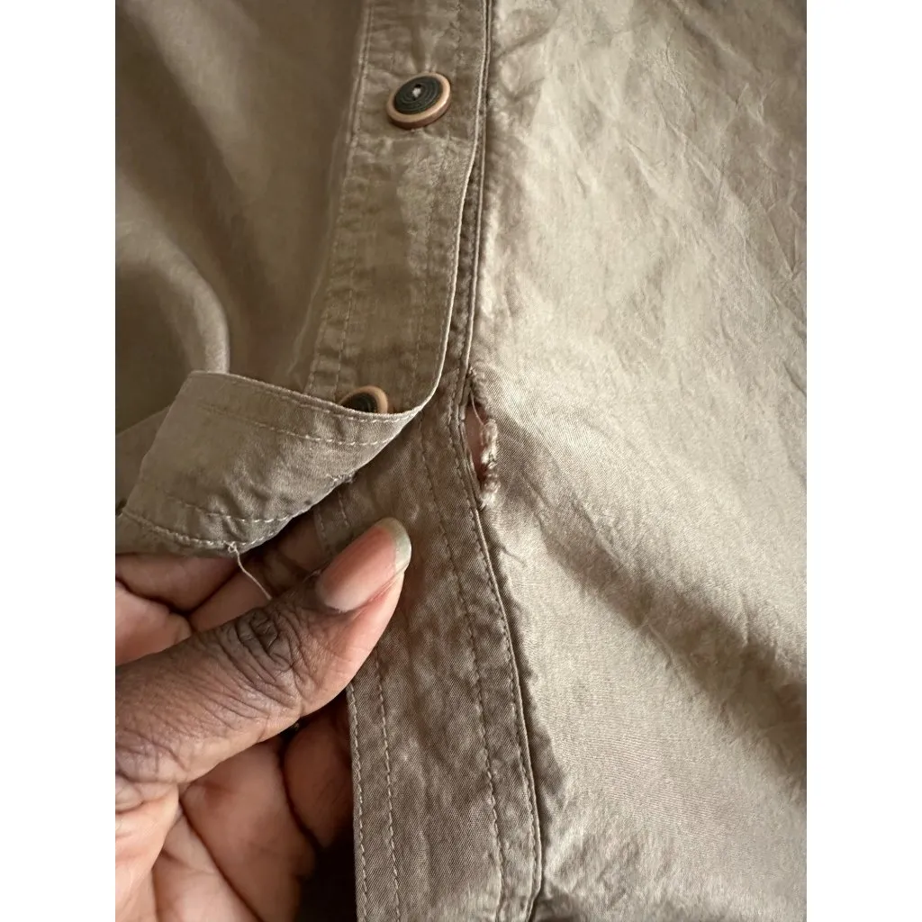 M.J. Carroll Womens Button Down Shirt 100% Silk Fringe Western Sz L READ Brown Size L - Image 6