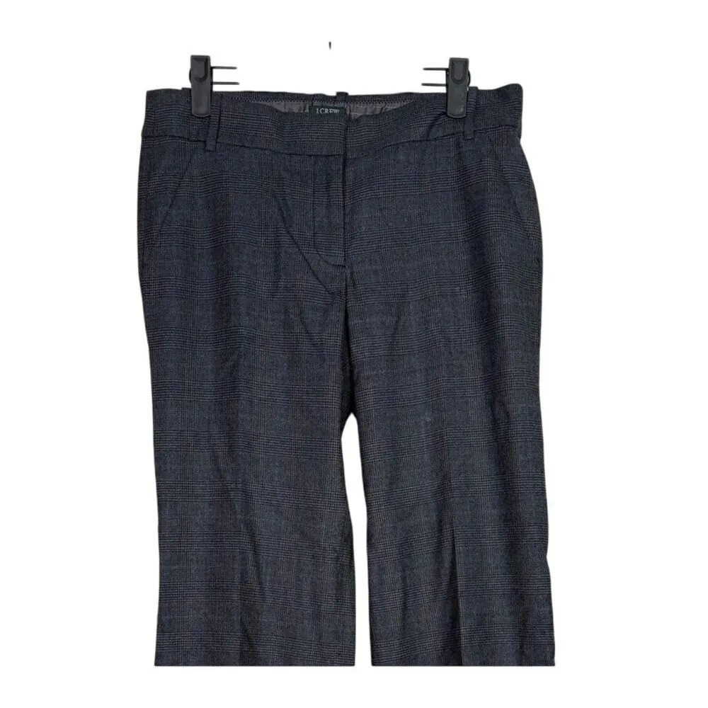 J. Crew Favorite Fit Mid Rise Straight Leg Wool Trousers 4 Gray Black Glen Plaid - Image 2