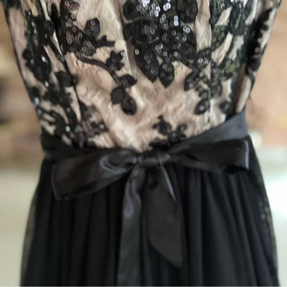Windsor Dress Black Lace Sequins Tulle Fit & Flare 3/4 (Jrs) Cocktail LBD Prom - Image 5