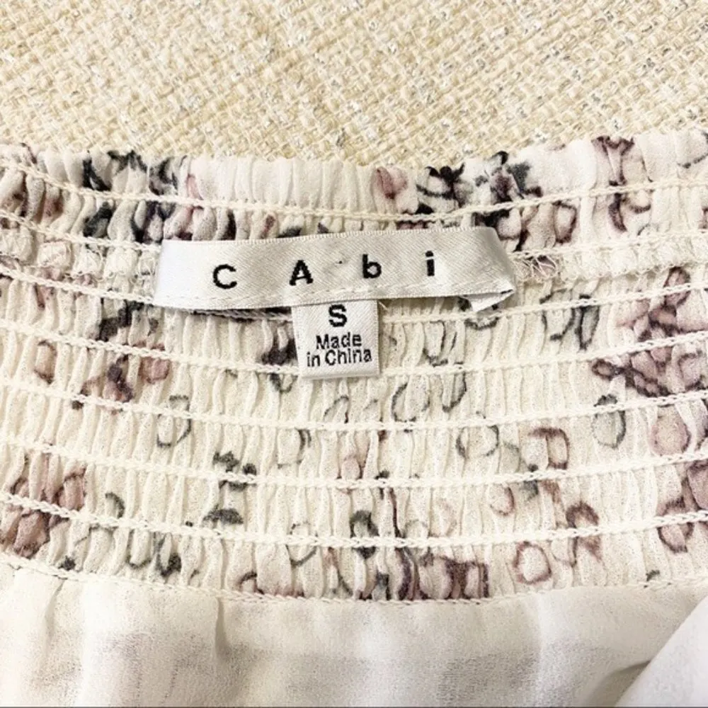 CAbi White Tank Top Ruffled Printed Cami Small - Image 12