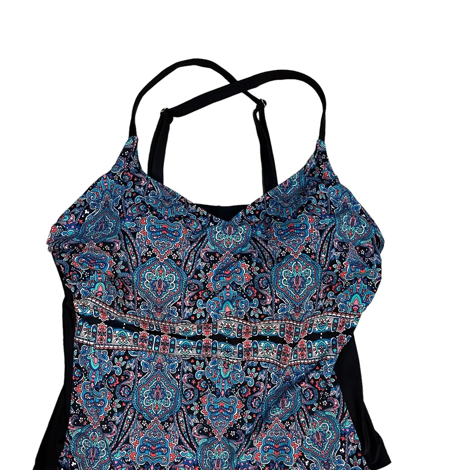 Ava‎ & Viv One Piece Swimsuit  26W Floral Black Built in Bra Comfort Straps - Image 6
