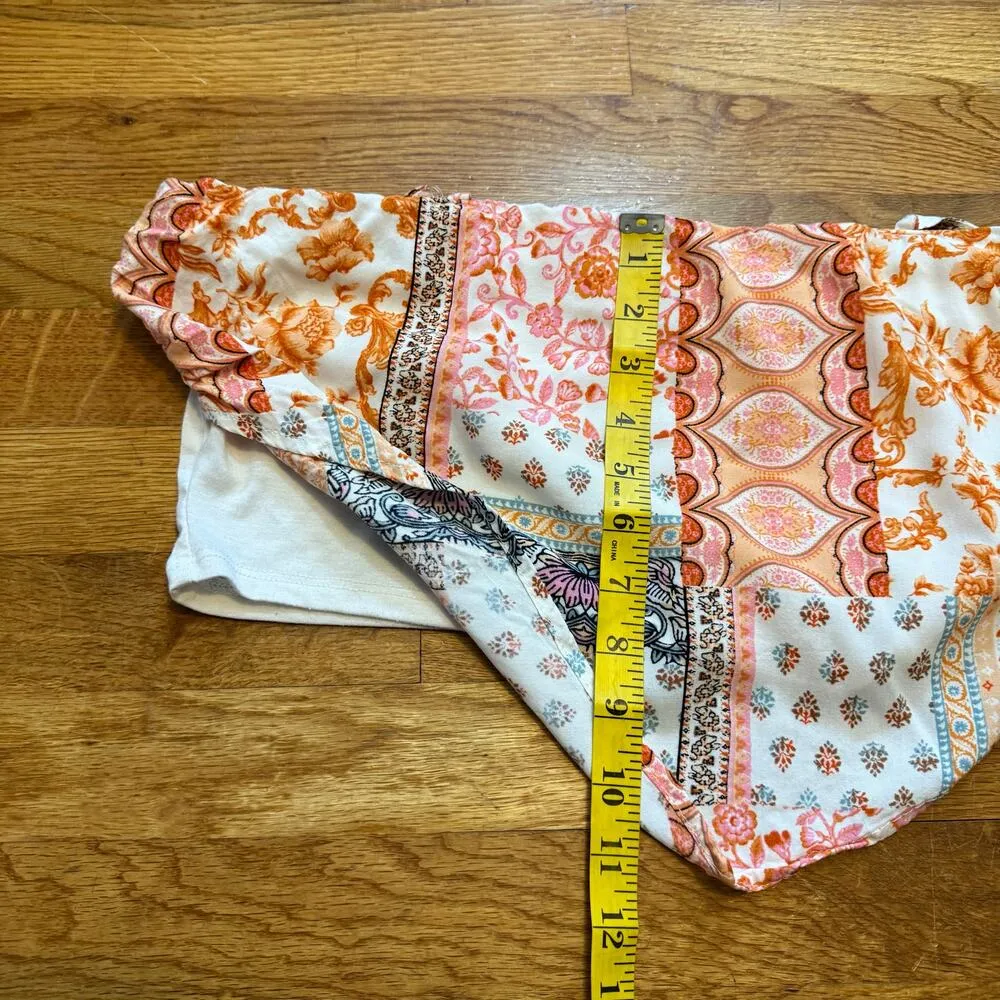 No Boundaries Juniors XL 15 17 Orange Pink Floral Shorts Crop Top Matching Set - Image 9