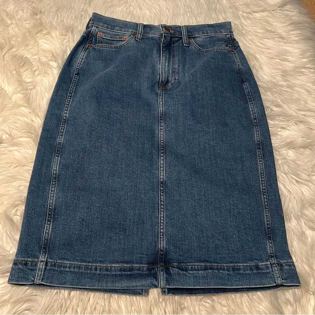 J. Crew Factory Denim Midi Skirt in Cape Blue Wash 2 - Image 4