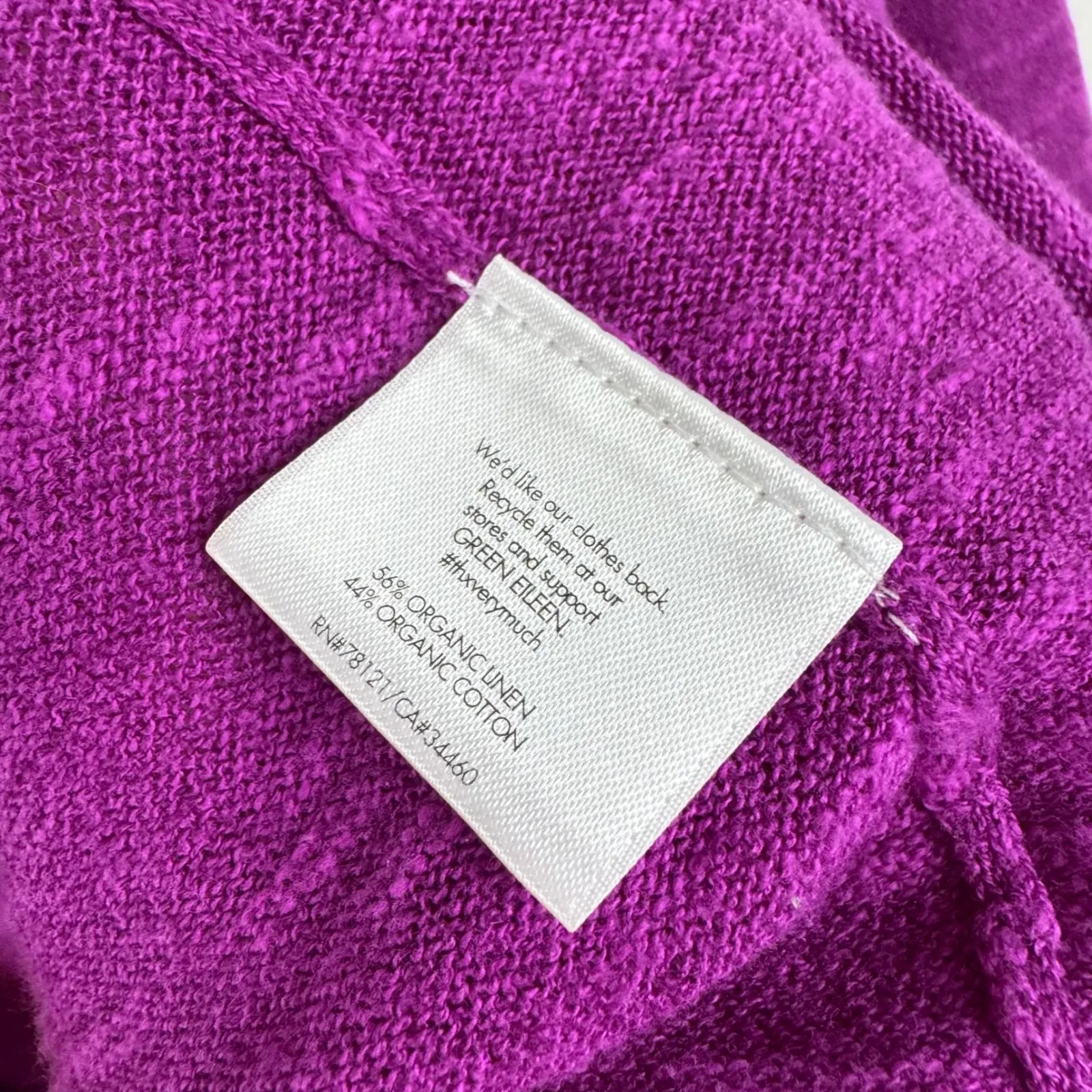 Eileen Fisher Linen Cotton Open Front Knit Cardigan Sz LP Purple Sweater Organic - Image 8