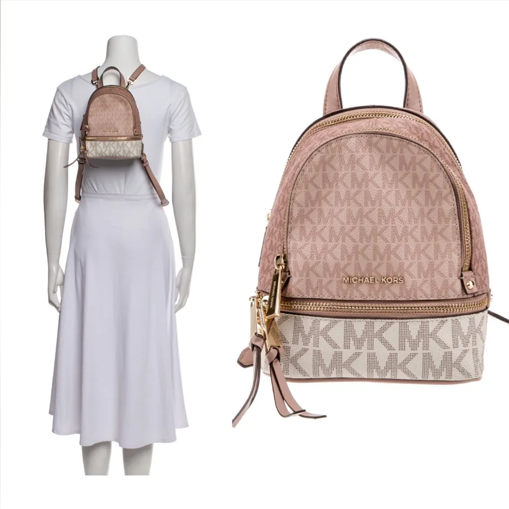 🩷 Michael Kors mini Rhea pink tricolor convertible backpack - Image 16