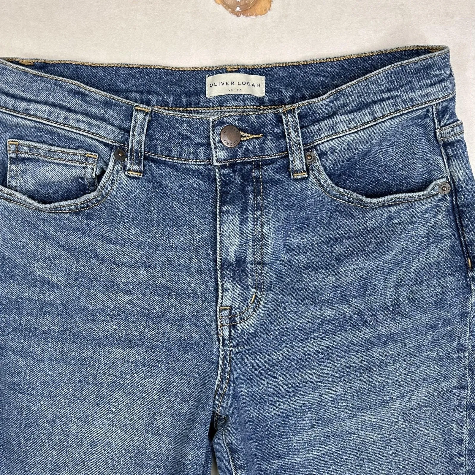 Oliver Logan Jeans Womens 26 Blue High Rise Raw Hem Straight Leg Denim Casual - Image 9