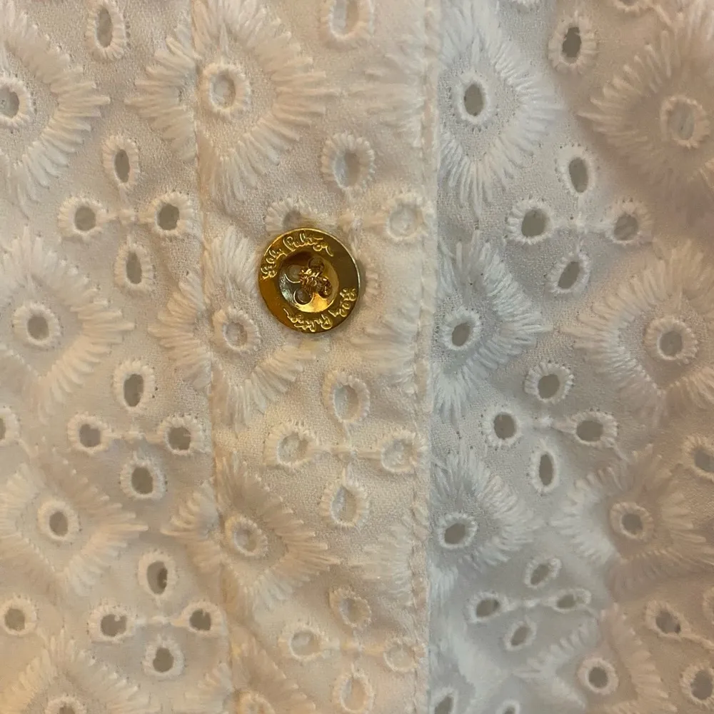 Sea Breeze Eyelet Button-Down Shirt Small New - Image 6