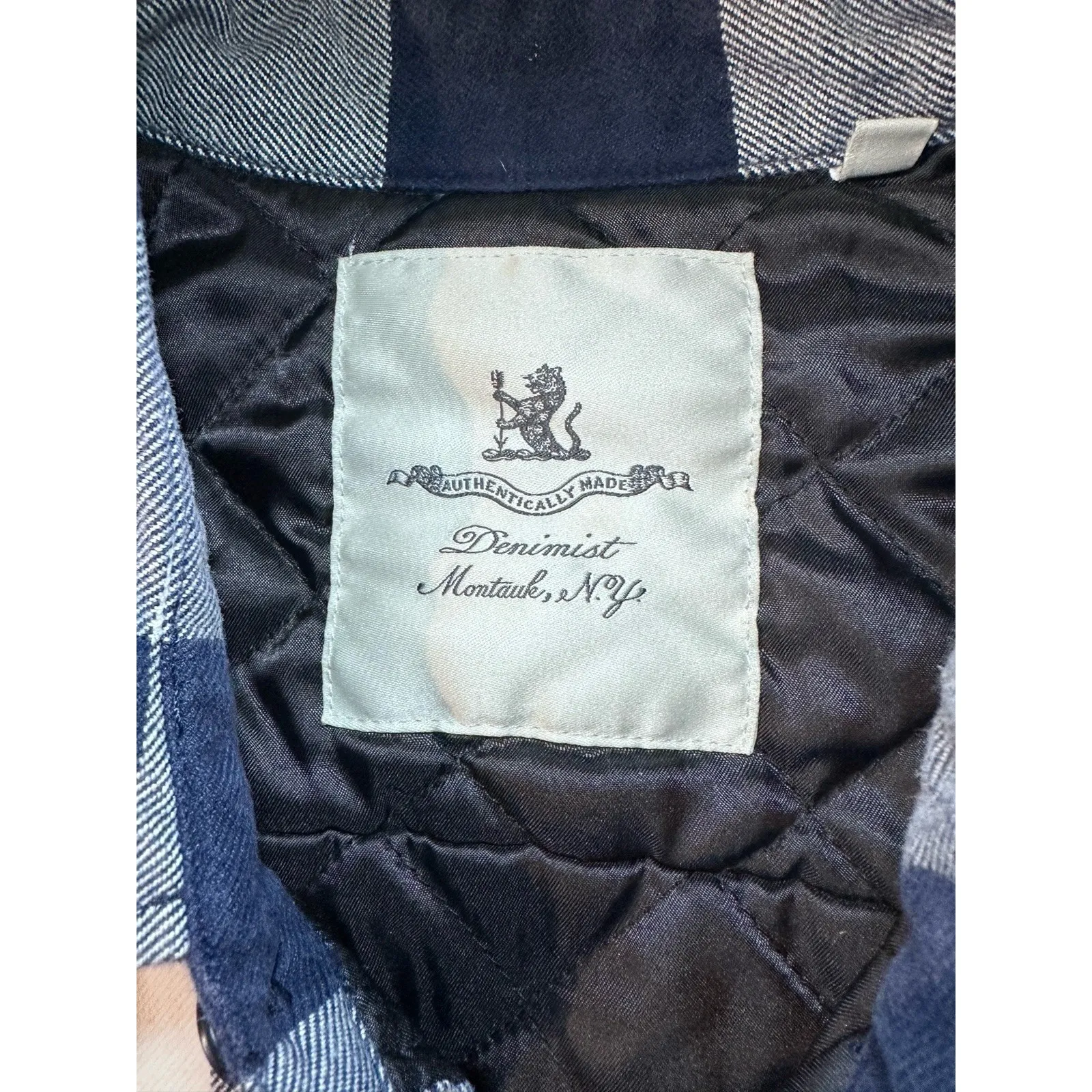 $475 Denimist Women Blue/White Plaid Cpo Shirt Jacket Size XXS Oversized Blue - Image 10