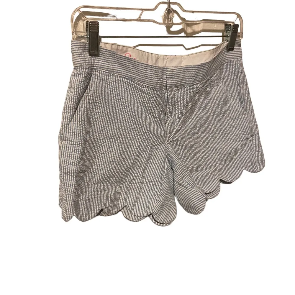 Lilly Pulitzer Blue & White Gingham Size 2 Buttercup Shorts Light Weight Preppy. - Image 2