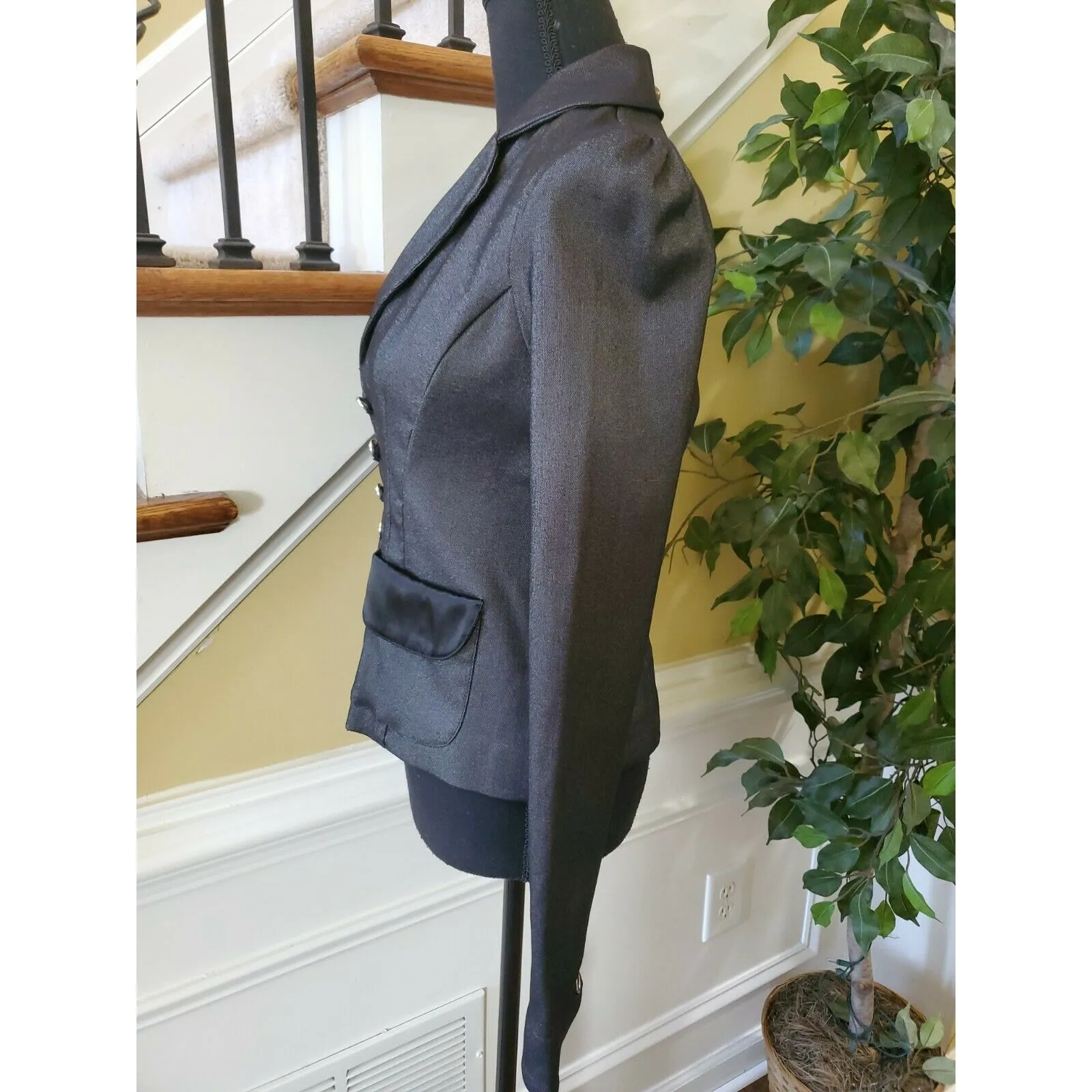 Zinc Womens Gray and Black Blazer Jacket Wear to Work Career Sz S - Image 4