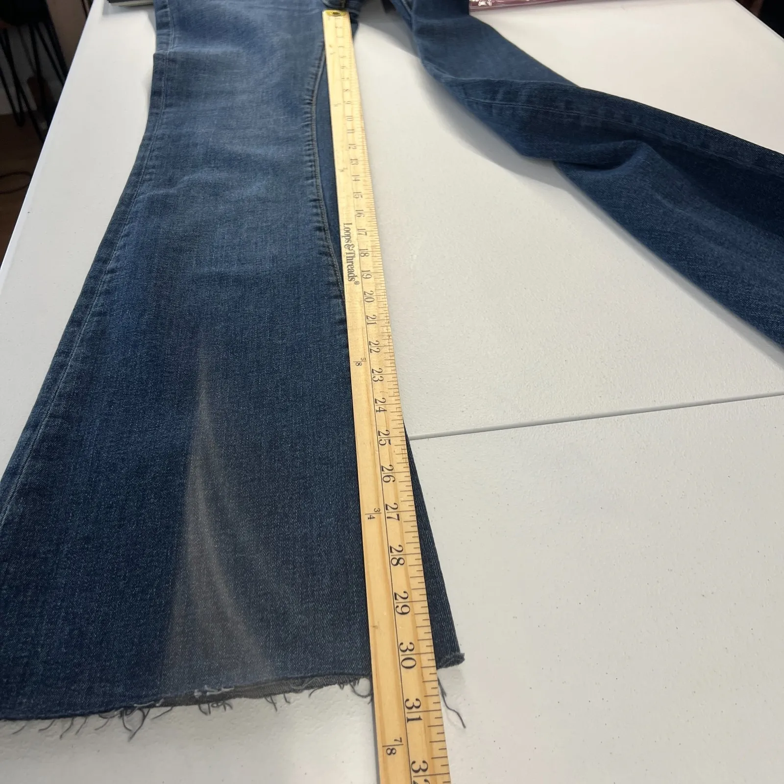 DL1961 Jeans Womens 24 Blue Denim Medium Wash High Rise Bootcut Leg  Cutoff Hem - Image 10