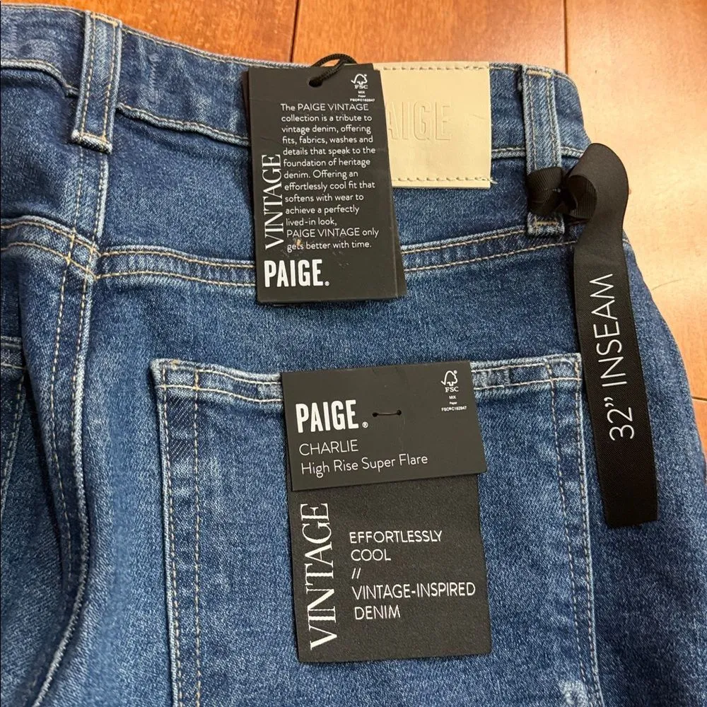 NWT PAIGE Women's Charlie High Rise Super Flare Vintage Inspired Size 28 - Image 5