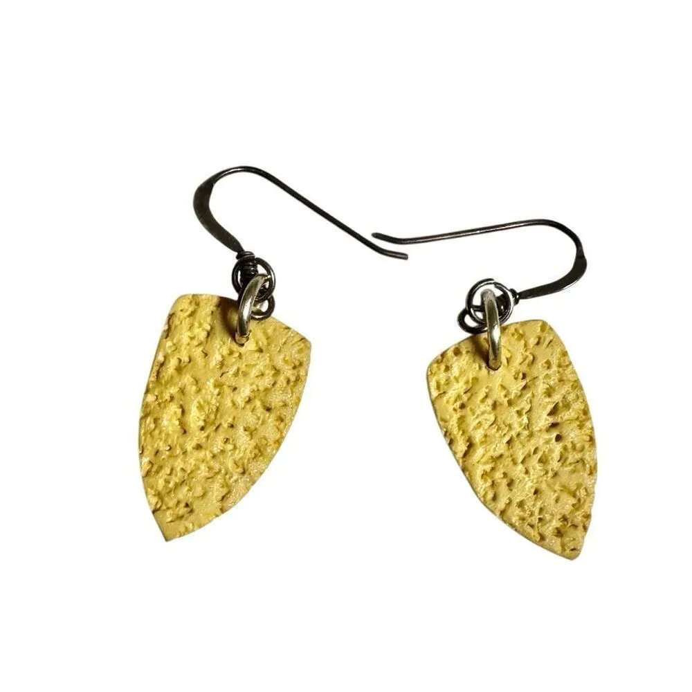 Sterling silver Yellow and green striped earrings - Image 5