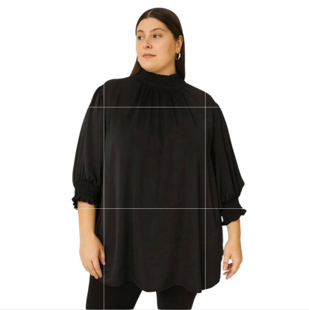 ODDY Women's Plus Satin Blouse Loose Fit Black Size 3x Holiday Christmas Party - Image 3