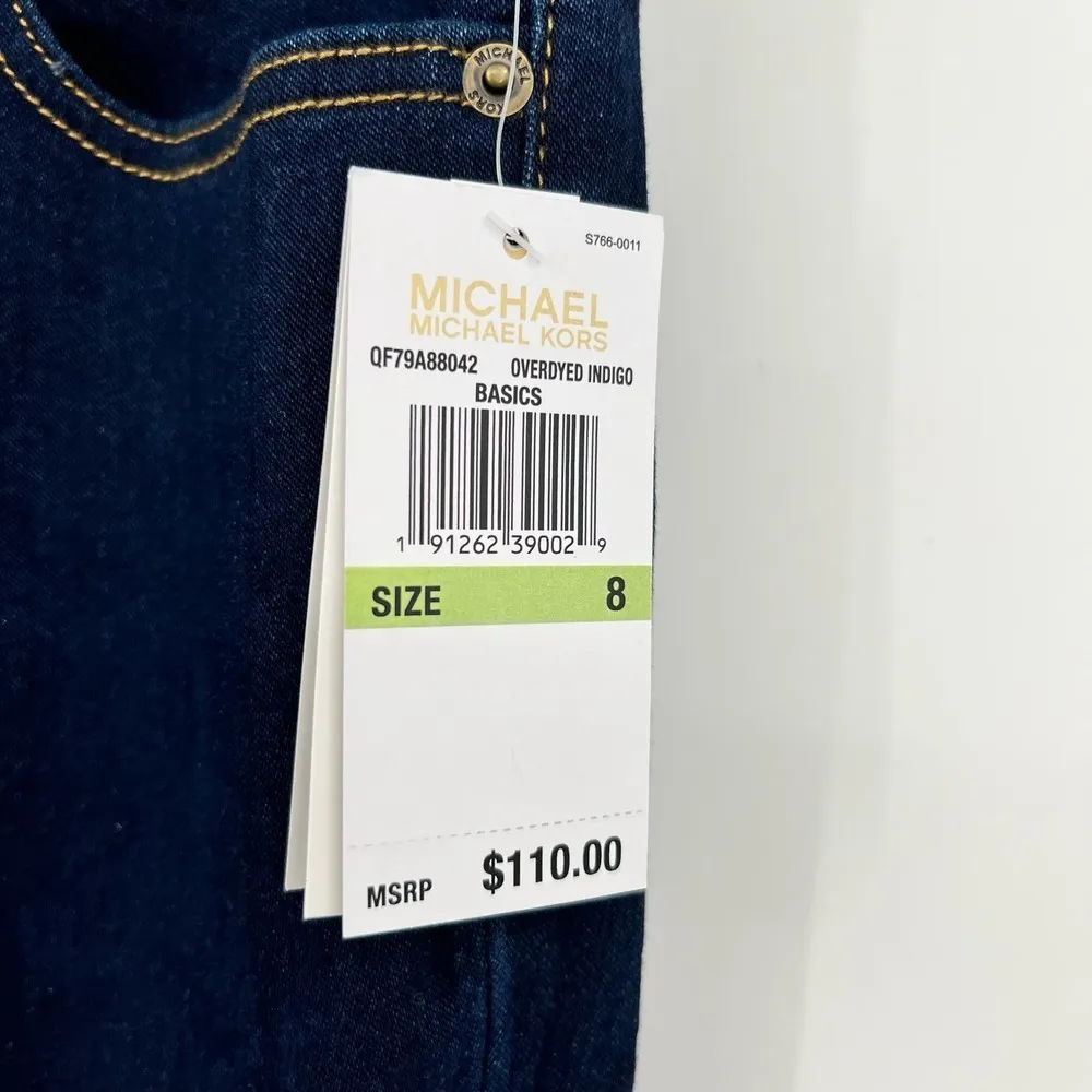 NEW Michael Kors overdyed indigo dark wash skinny style blue jeans size 8 - Image 7