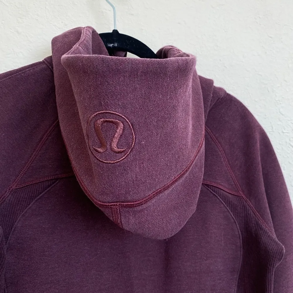 Lululemon zip up Scuba Classic Cotton Fleece Heathered Bordeaux Drama‎ size 4 - Image 10