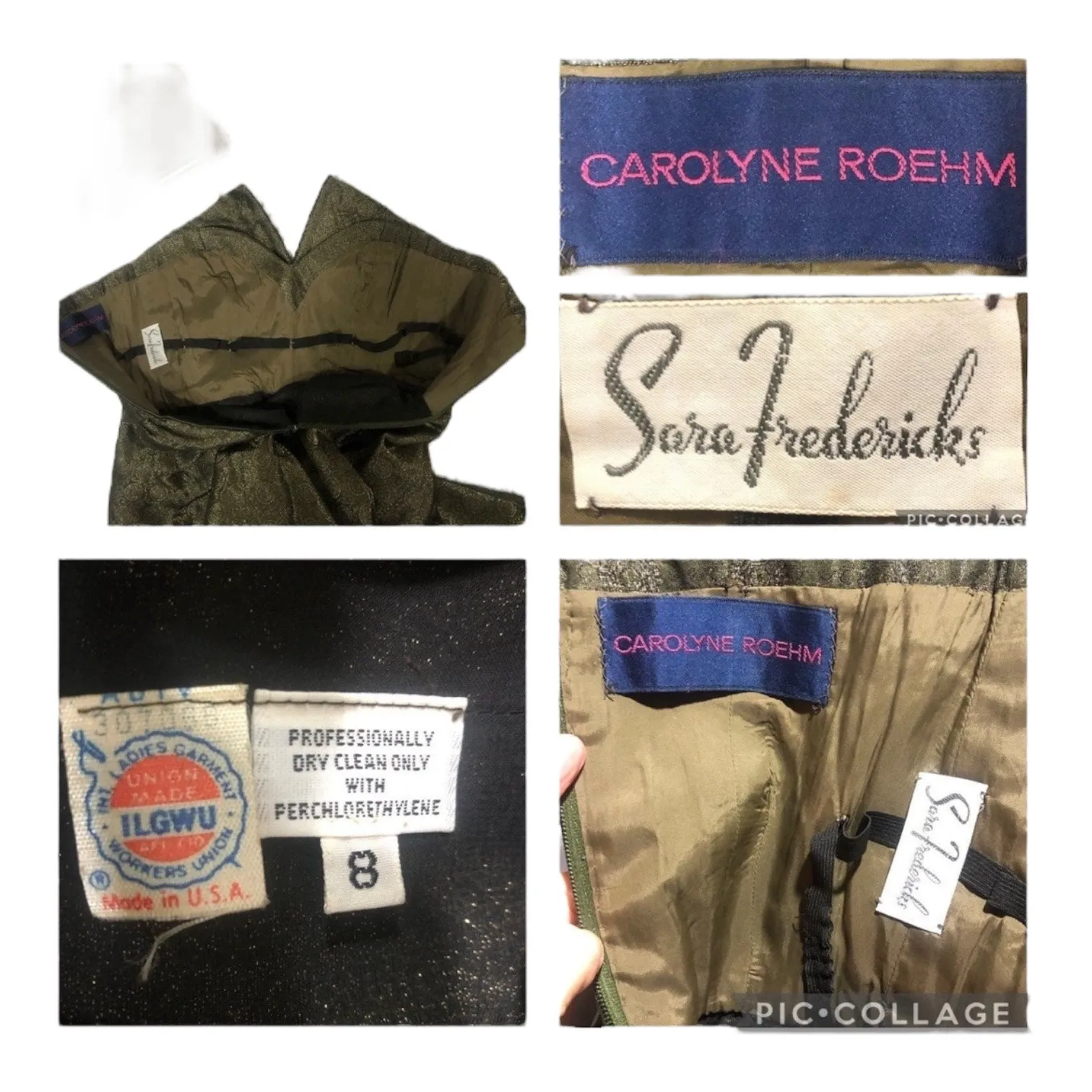 1980’s Carolyne Roehm strapless Metallic Brocade Strapless Gown formal dress XXS - Image 13